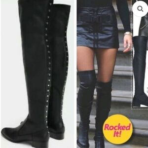 Zara, Soft, Over The Knee, Rivet Detail Boots Sz 38, Black